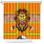 Swaziland Eswatini Shower Curtain Lion Shield and Leopard Print Tribal Design