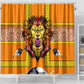 Swaziland Eswatini Shower Curtain Lion Shield and Leopard Print Tribal Design