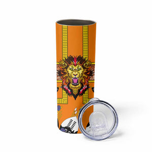 Swaziland Eswatini Skinny Tumbler Lion Shield and Leopard Print Tribal Design