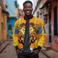 Swaziland Eswatini Sleeve Zip Bomber Jacket Lion Shield and Leopard Print Tribal Design