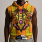 Swaziland Eswatini Sleeveless Hoodie Lion Shield and Leopard Print Tribal Design - African Pride
