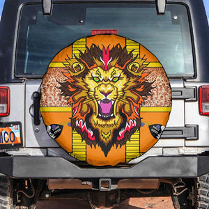 Swaziland Eswatini Spare Tire Cover Lion Shield and Leopard Print Tribal Design