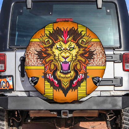 Swaziland Eswatini Spare Tire Cover Lion Shield and Leopard Print Tribal Design