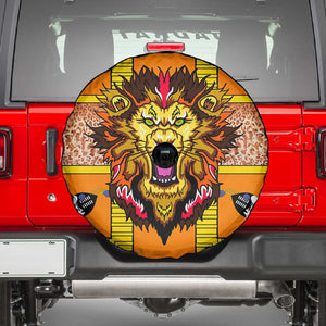 Swaziland Eswatini Spare Tire Cover Lion Shield and Leopard Print Tribal Design
