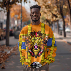 Swaziland Eswatini Sweatshirt Lion Shield and Leopard Print Tribal Design