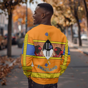 Swaziland Eswatini Sweatshirt Lion Shield and Leopard Print Tribal Design