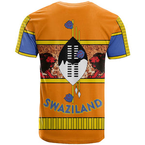 Swaziland Eswatini T shirt Lion Shield and Leopard Print Tribal Design