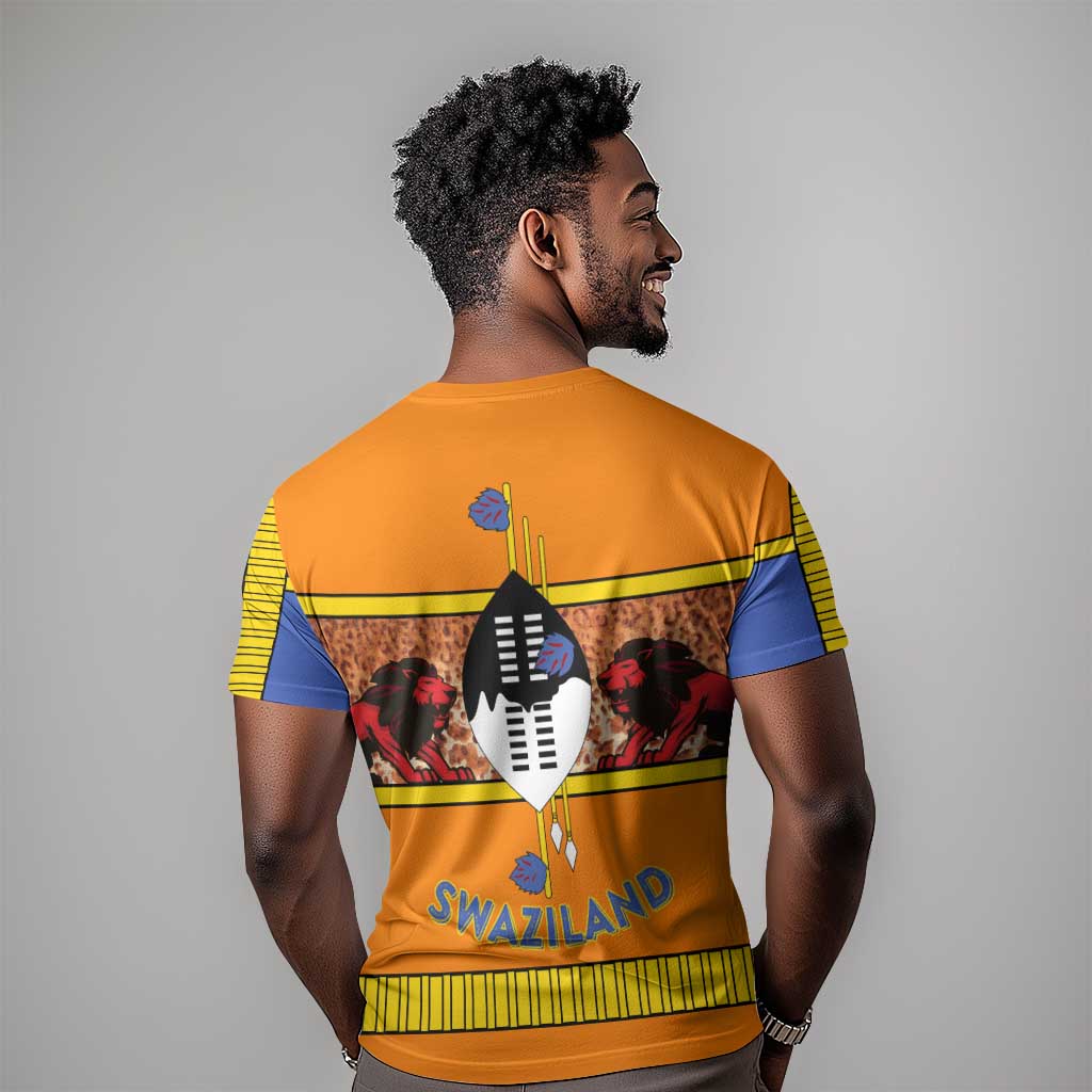 Swaziland Eswatini T shirt Lion Shield and Leopard Print Tribal Design