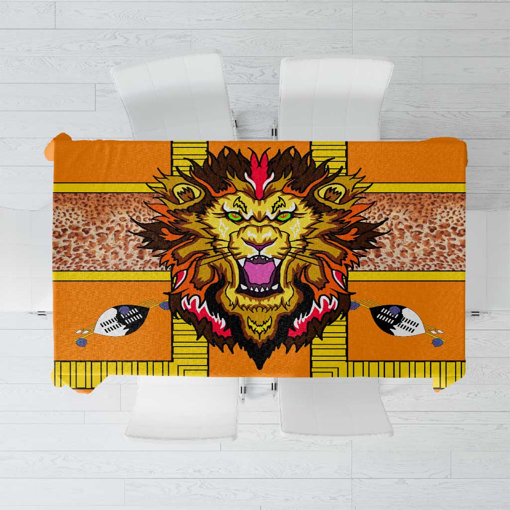 Swaziland Eswatini Tablecloth Lion Shield and Leopard Print Tribal Design