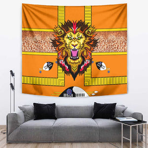 Swaziland Eswatini Tapestry Lion Shield and Leopard Print Tribal Design