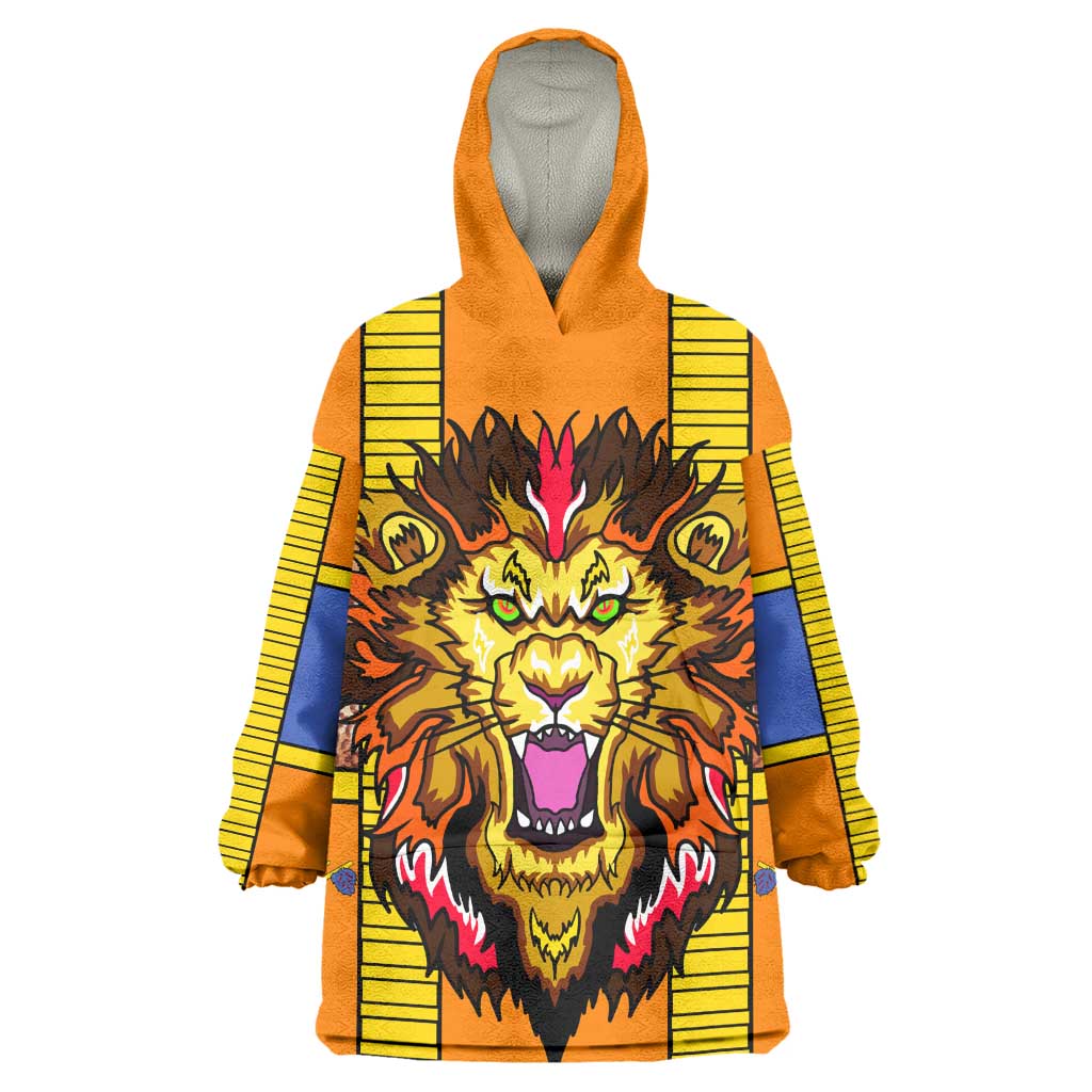 Swaziland Eswatini Wearable Blanket Hoodie Lion Shield and Leopard Print Tribal Design