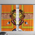 Swaziland Eswatini Window Curtain Lion Shield and Leopard Print Tribal Design