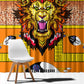 Swaziland Eswatini Window Curtain Lion Shield and Leopard Print Tribal Design