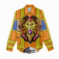 Swaziland Eswatini Women Casual Shirt Lion Shield and Leopard Print Tribal Design