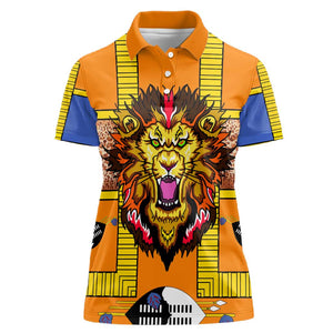 Swaziland Eswatini Women Polo Shirt Lion Shield and Leopard Print Tribal Design
