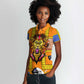 Swaziland Eswatini Women Polo Shirt Lion Shield and Leopard Print Tribal Design
