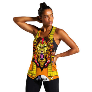 Swaziland Eswatini Women Racerback Tank Lion Shield and Leopard Print Tribal Design