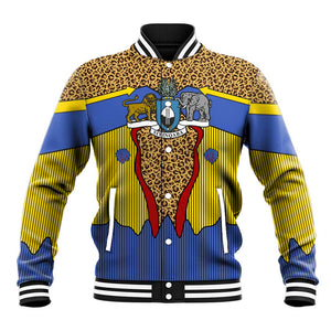 Swaziland Eswatini Baseball Jacket Coat of Arms Lion Elephant Shield Leopard Print Design