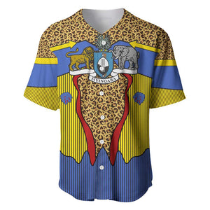 Swaziland Eswatini Baseball Jersey Coat of Arms Lion Elephant Shield Leopard Print Design