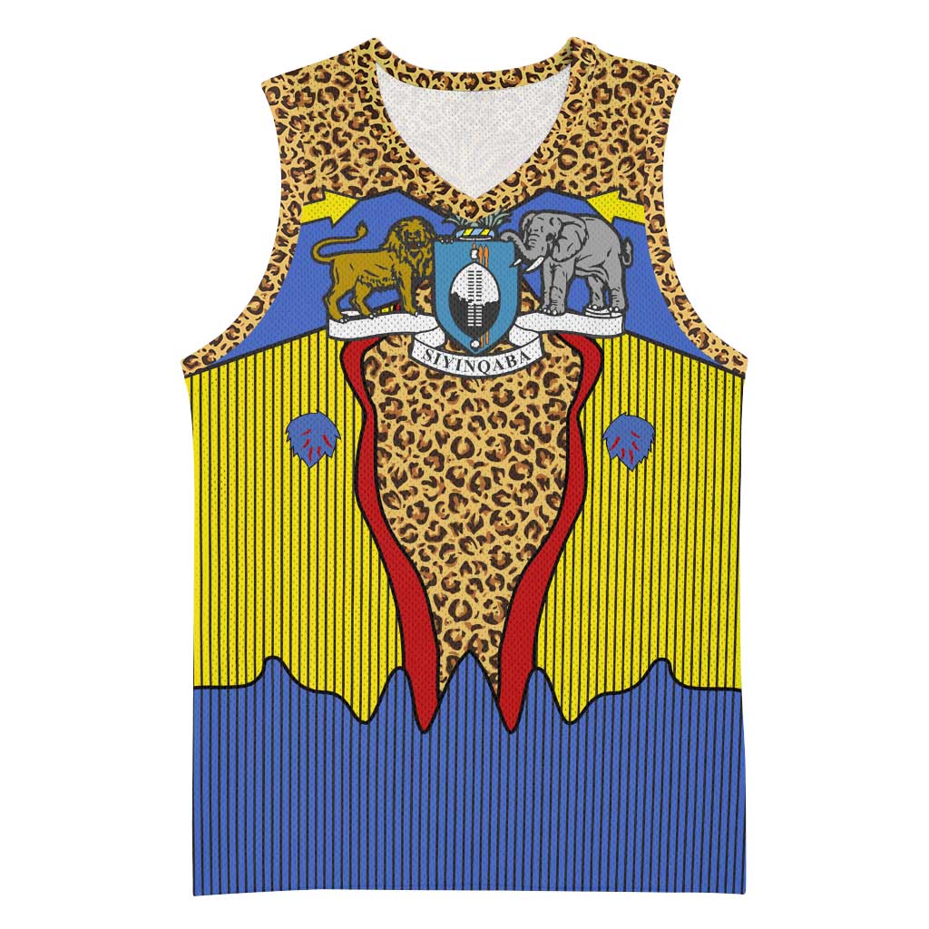 Swaziland Eswatini Basketball Jersey Coat of Arms Lion Elephant Shield Leopard Print Design - African Pride