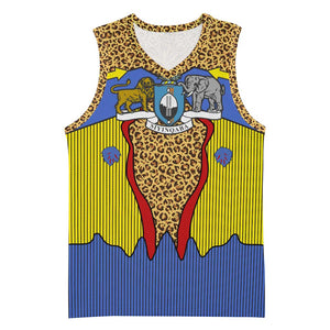 Swaziland Eswatini Basketball Jersey Coat of Arms Lion Elephant Shield Leopard Print Design - African Pride
