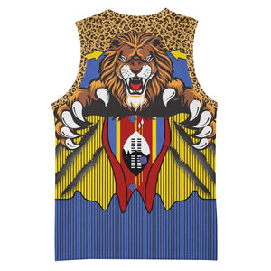 Swaziland Eswatini Basketball Jersey Coat of Arms Lion Elephant Shield Leopard Print Design - African Pride