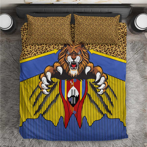 Swaziland Eswatini Bedding Set Coat of Arms Lion Elephant Shield Leopard Print Design