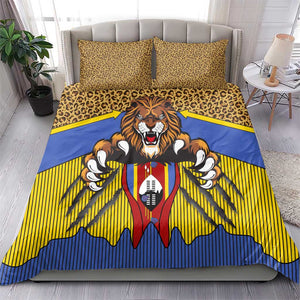 Swaziland Eswatini Bedding Set Coat of Arms Lion Elephant Shield Leopard Print Design