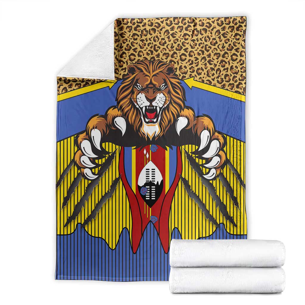Swaziland Eswatini Blanket Coat of Arms Lion Elephant Shield Leopard Print Design
