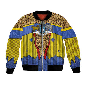 Swaziland Eswatini Bomber Jacket Coat of Arms Lion Elephant Shield Leopard Print Design