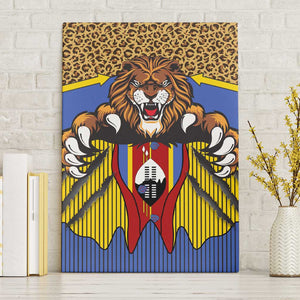 Swaziland Eswatini Canvas Wall Art Coat of Arms Lion Elephant Shield Leopard Print Design