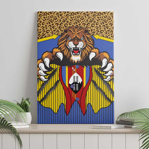 Swaziland Eswatini Canvas Wall Art Coat of Arms Lion Elephant Shield Leopard Print Design