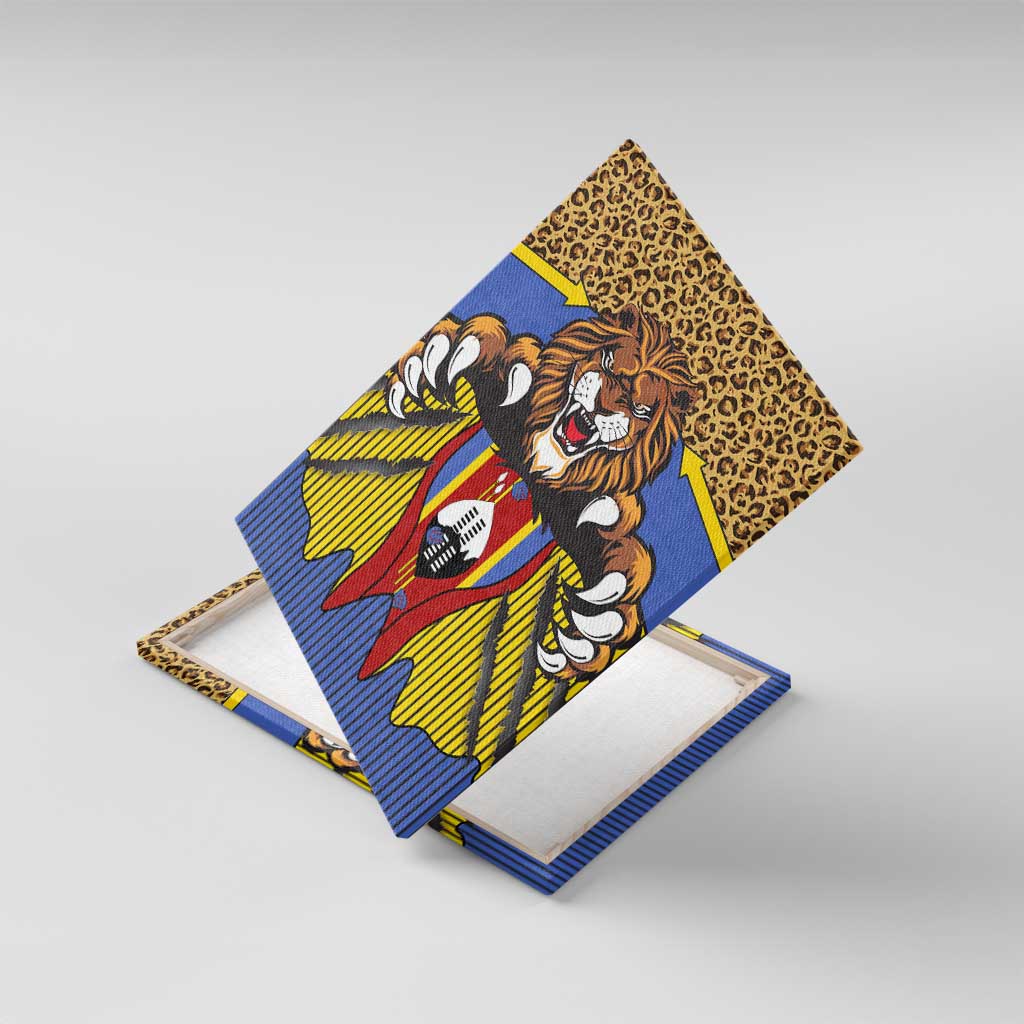 Swaziland Eswatini Canvas Wall Art Coat of Arms Lion Elephant Shield Leopard Print Design