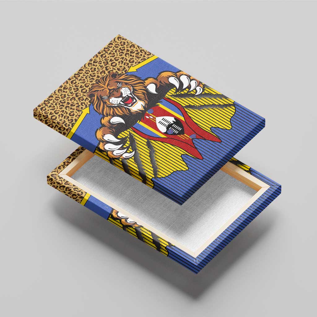 Swaziland Eswatini Canvas Wall Art Coat of Arms Lion Elephant Shield Leopard Print Design
