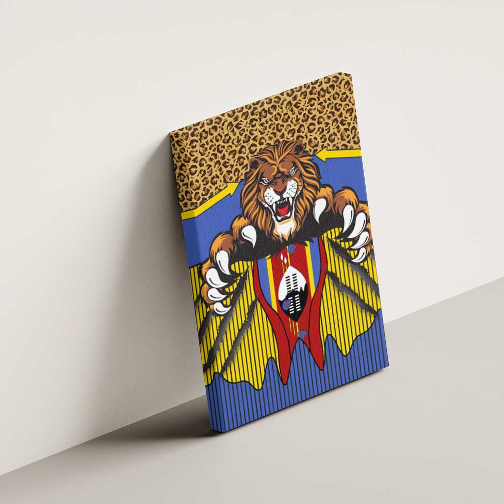 Swaziland Eswatini Canvas Wall Art Coat of Arms Lion Elephant Shield Leopard Print Design
