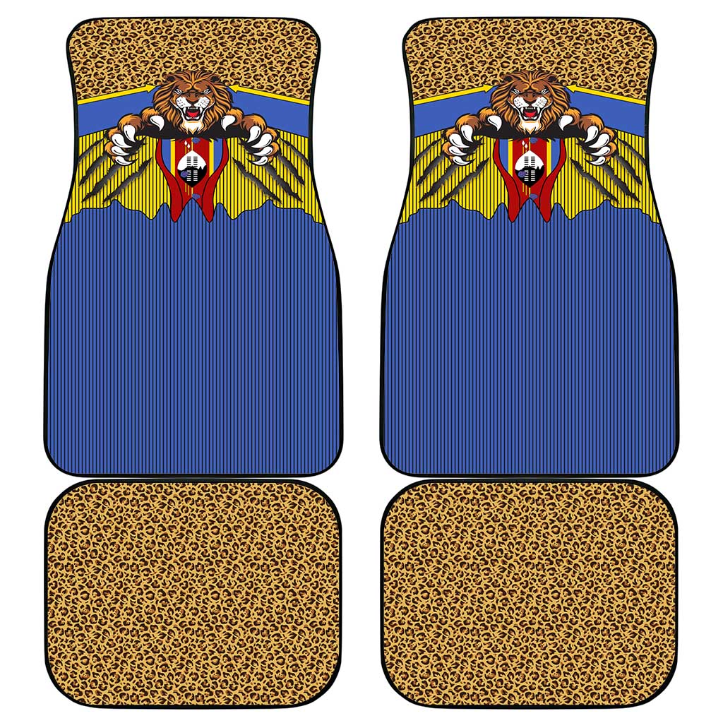 Swaziland Eswatini Car Mats Coat of Arms Lion Elephant Shield Leopard Print Design