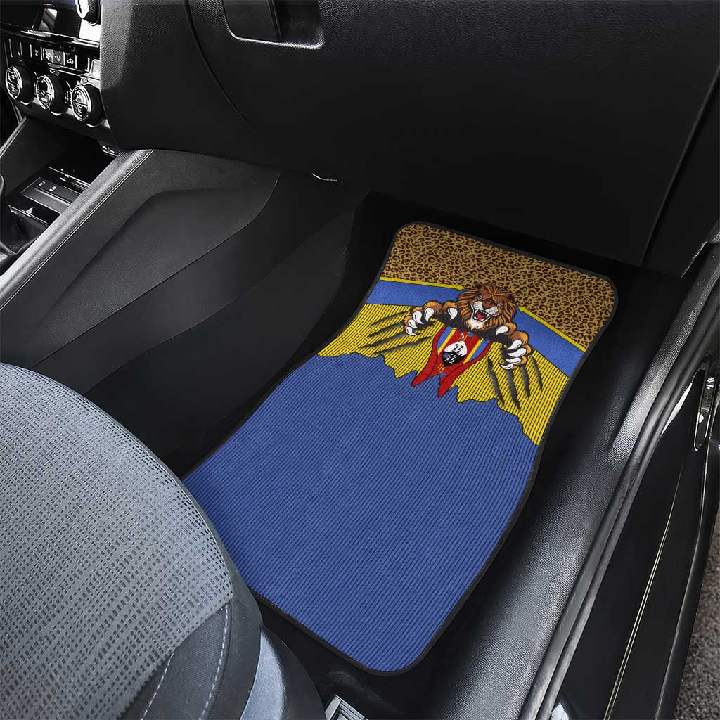 Swaziland Eswatini Car Mats Coat of Arms Lion Elephant Shield Leopard Print Design
