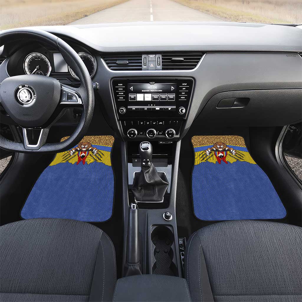 Swaziland Eswatini Car Mats Coat of Arms Lion Elephant Shield Leopard Print Design