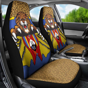Swaziland Eswatini Car Seat Cover Coat of Arms Lion Elephant Shield Leopard Print Design
