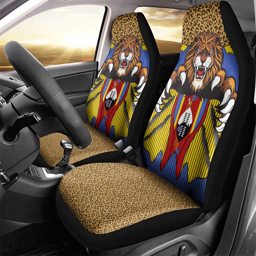 Swaziland Eswatini Car Seat Cover Coat of Arms Lion Elephant Shield Leopard Print Design