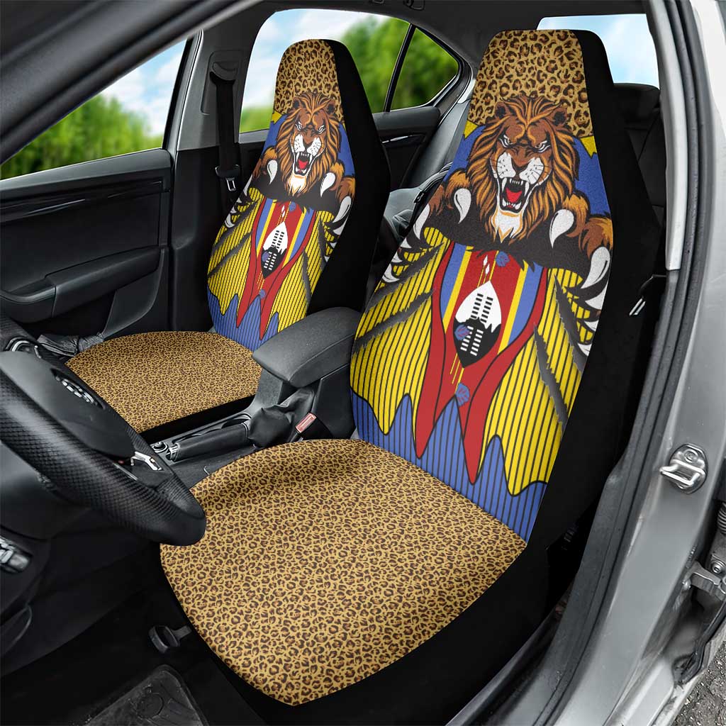 Swaziland Eswatini Car Seat Cover Coat of Arms Lion Elephant Shield Leopard Print Design