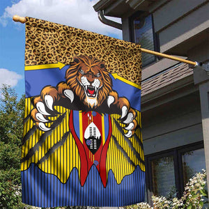 Swaziland Eswatini Garden Flag Coat of Arms Lion Elephant Shield Leopard Print Design