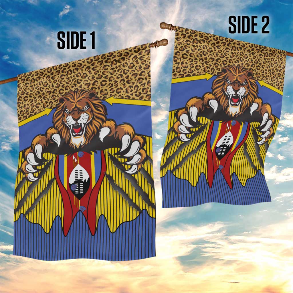 Swaziland Eswatini Garden Flag Coat of Arms Lion Elephant Shield Leopard Print Design