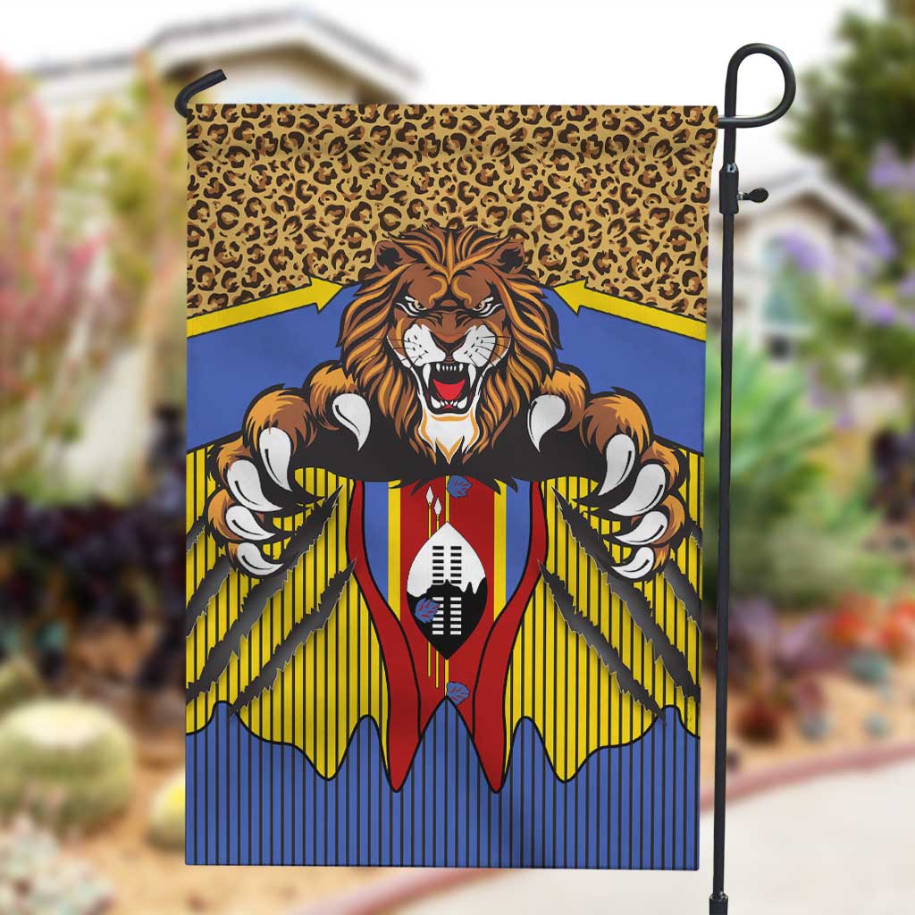 Swaziland Eswatini Garden Flag Coat of Arms Lion Elephant Shield Leopard Print Design