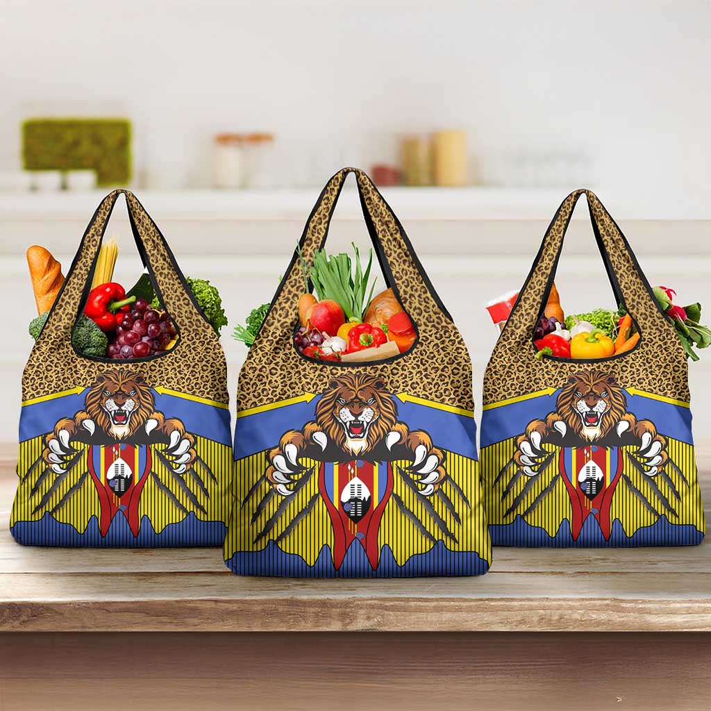 Swaziland Eswatini Grocery Bag Coat of Arms Lion Elephant Shield Leopard Print Design