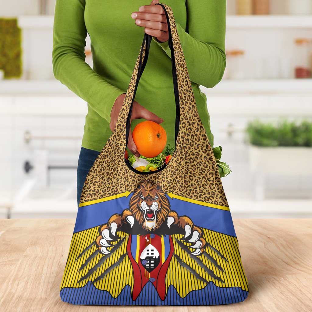 Swaziland Eswatini Grocery Bag Coat of Arms Lion Elephant Shield Leopard Print Design