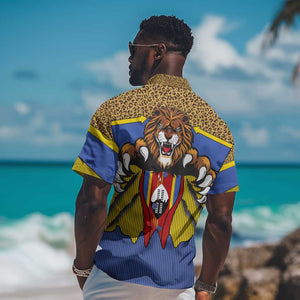 Swaziland Eswatini Hawaiian Shirt Coat of Arms Lion Elephant Shield Leopard Print Design