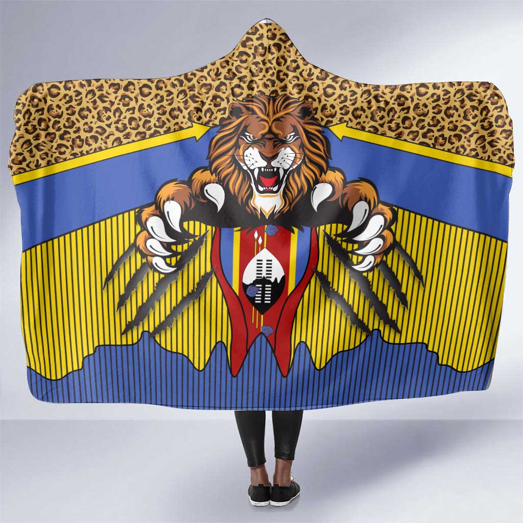 Swaziland Eswatini Hooded Blanket Coat of Arms Lion Elephant Shield Leopard Print Design