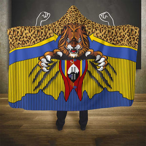 Swaziland Eswatini Hooded Blanket Coat of Arms Lion Elephant Shield Leopard Print Design