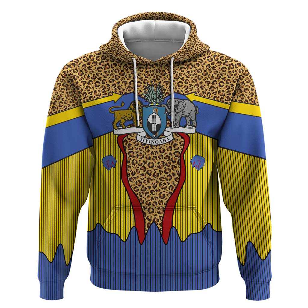 Swaziland Eswatini Hoodie Coat of Arms Lion Elephant Shield Leopard Print Design